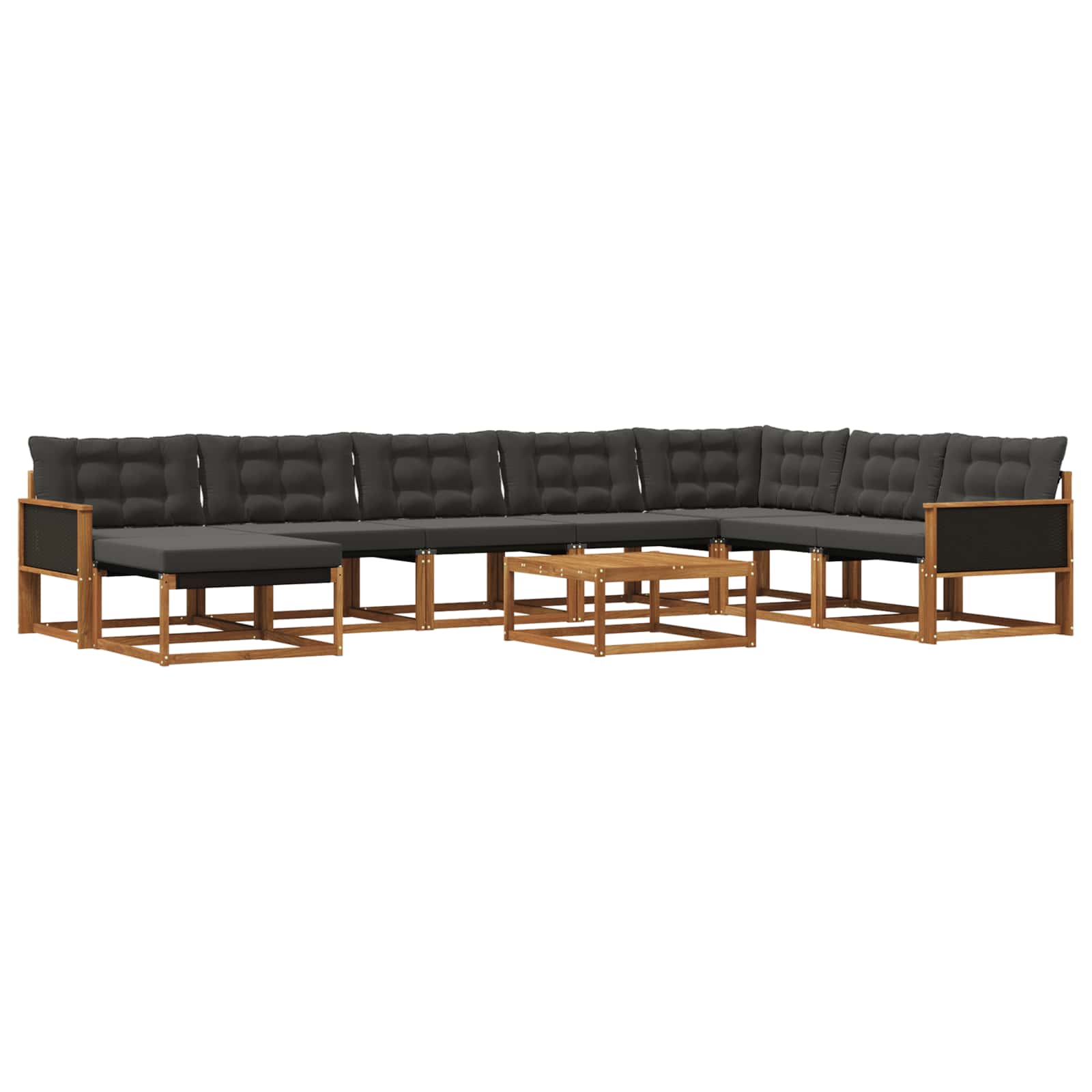 Ensemble de canapés d'extérieur 9 pcs Naturel et noir - XIOS