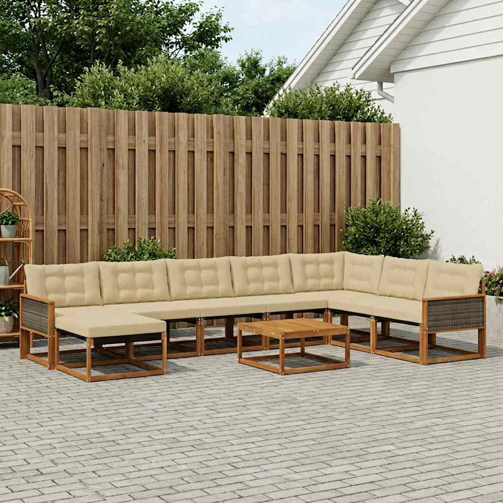 Ensemble de canapés d'extérieur 9 pcs Naturel et Beige - XIOS
