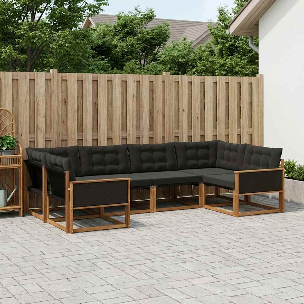 Ensemble de canapés d'extérieur 6 pcs Naturel et noir - XIOS