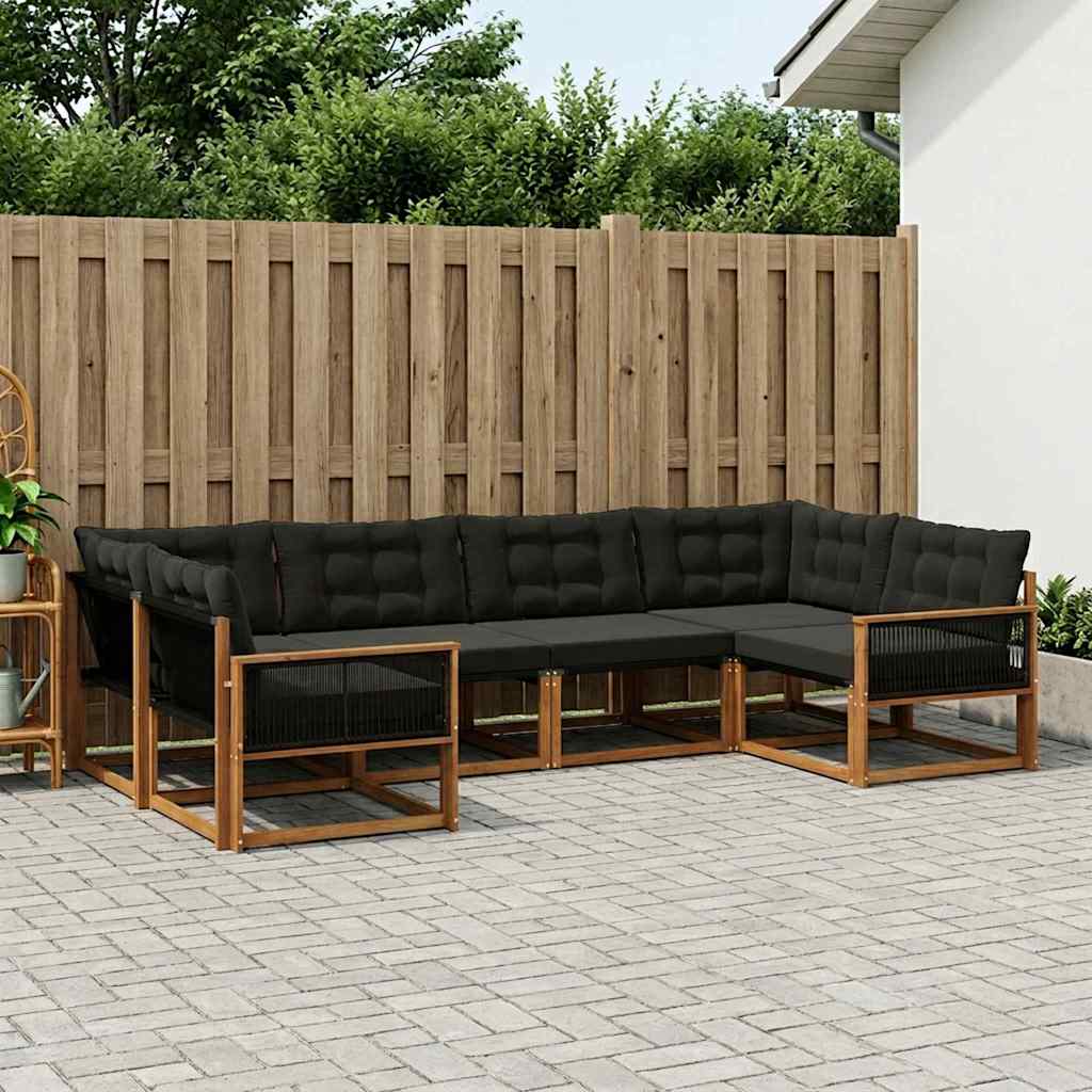 Ensemble de canapés d'extérieur 6 pcs Naturel et noir - XIOS