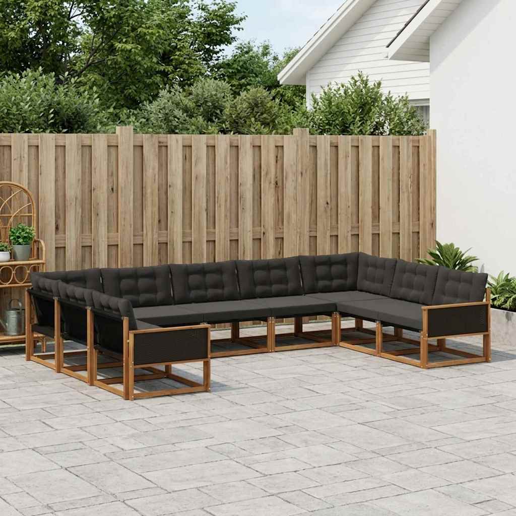 Ensemble de canapés d'extérieur 9 pcs Naturel et noir - XIOS