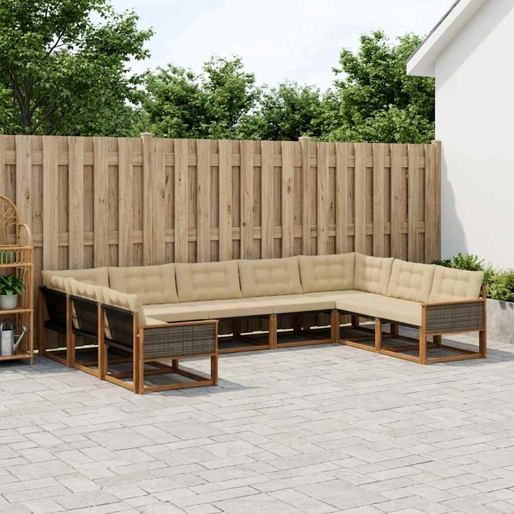 Ensemble de canapés d'extérieur 9 pcs Naturel et Beige - XIOS