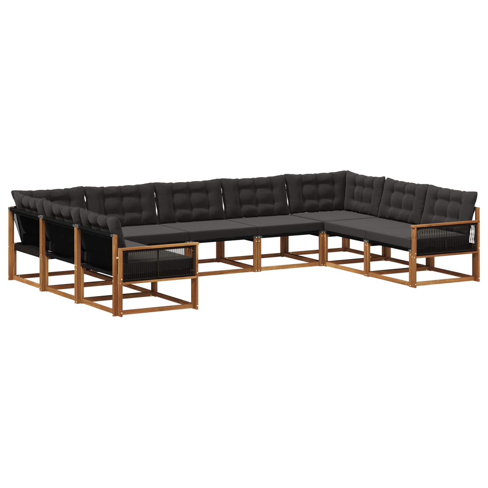 Ensemble de canapés d'extérieur 9 pcs Naturel et noir - XIOS