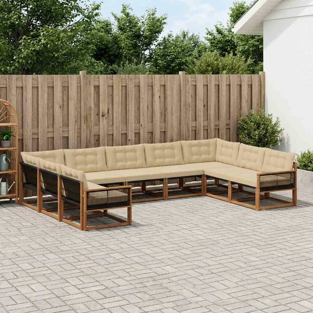 Ensemble de canapés d'extérieur 9 pcs Naturel et Beige - XIOS