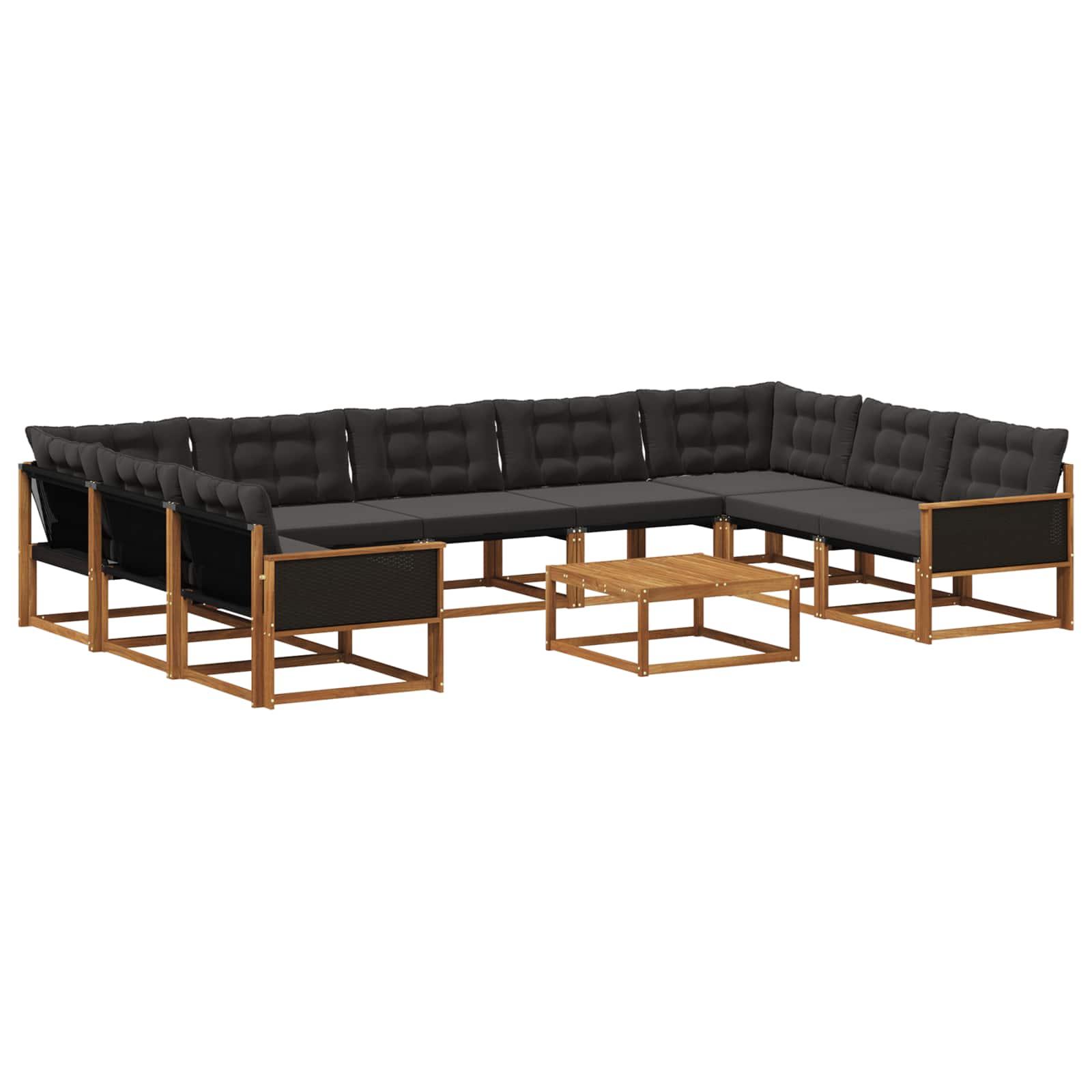 Ensemble de canapés d'extérieur 10 pcs Naturel et noir - XIOS