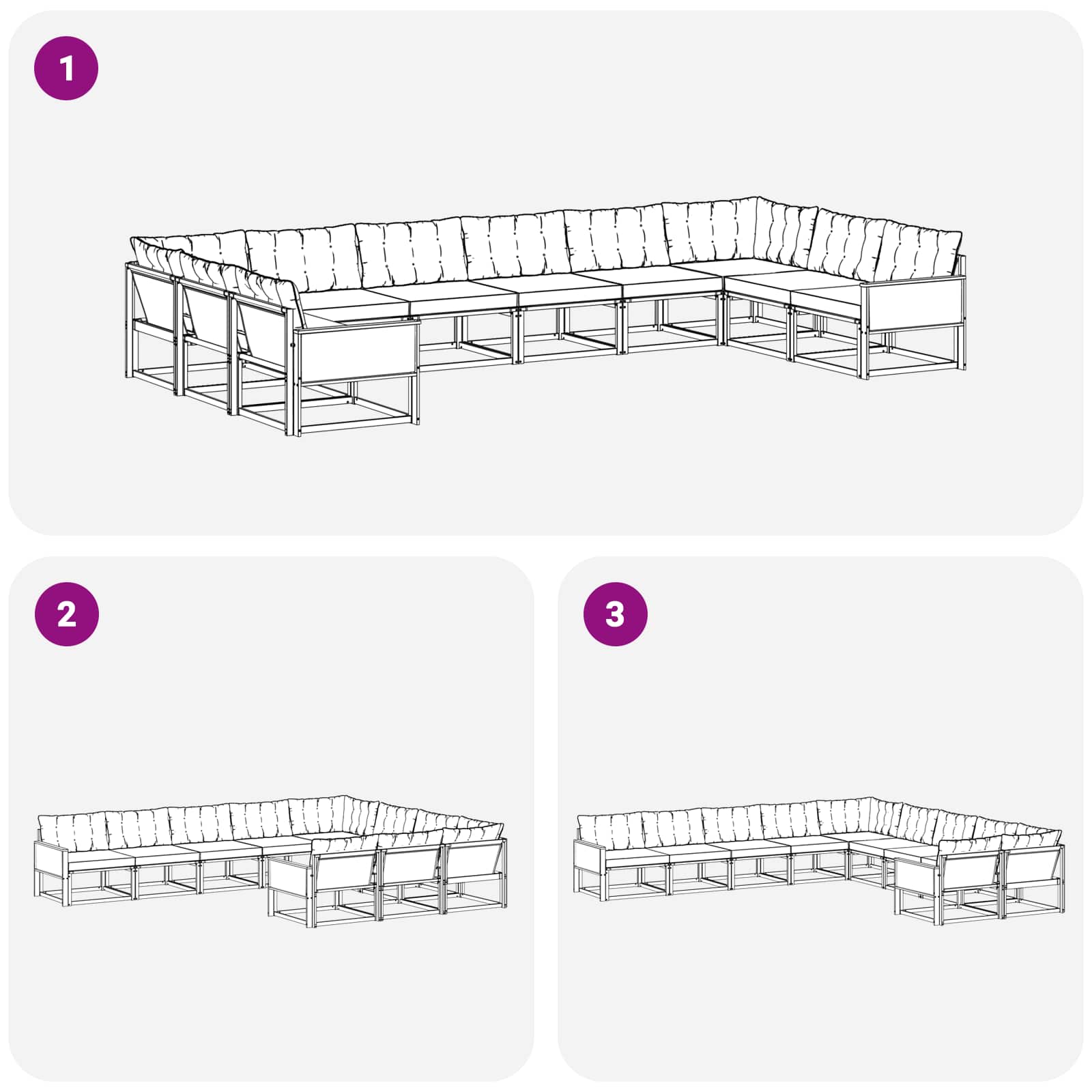 Ensemble de canapés d'extérieur 10 pcs Naturel et noir - XIOS