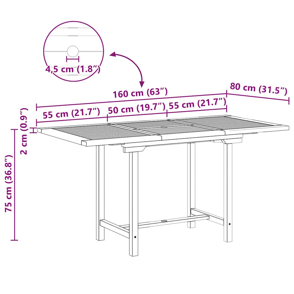Ensemble de salle à manger pour jardin 5 pcs Marron - XIOS