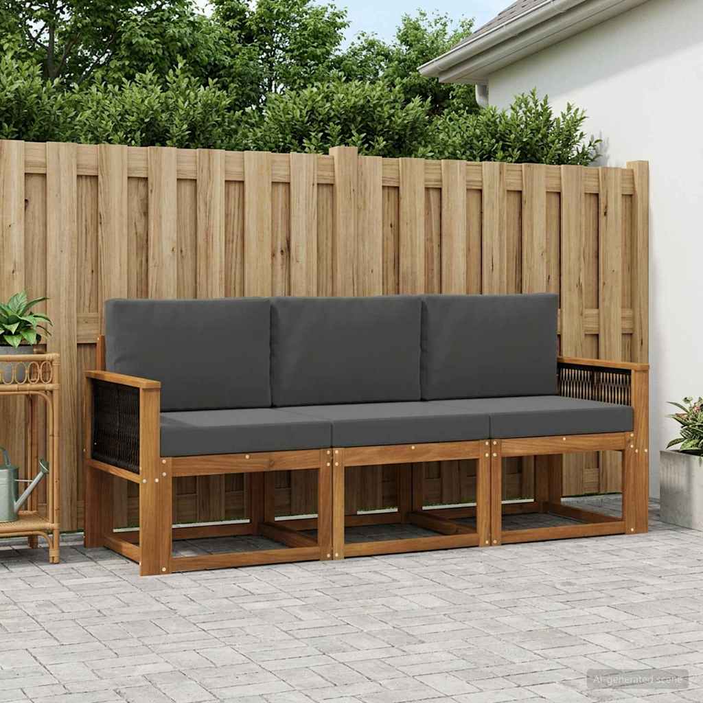 Ensemble de canapés d'extérieur 3 pc Naturel et Anthracite