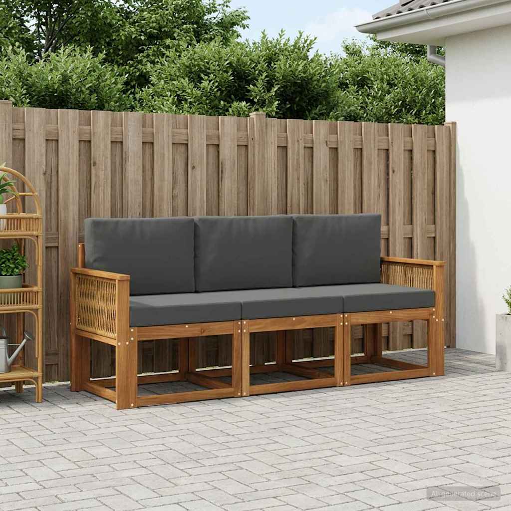 Ensemble de canapés d'extérieur 3 pc Naturel et Anthracite