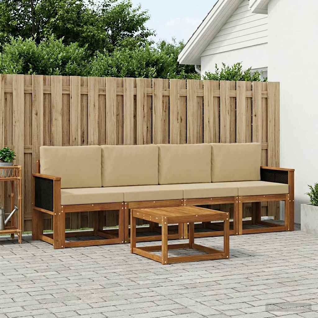 Ensemble de canapés d'extérieur avec coussin 4 pcs Naturel - XIOS