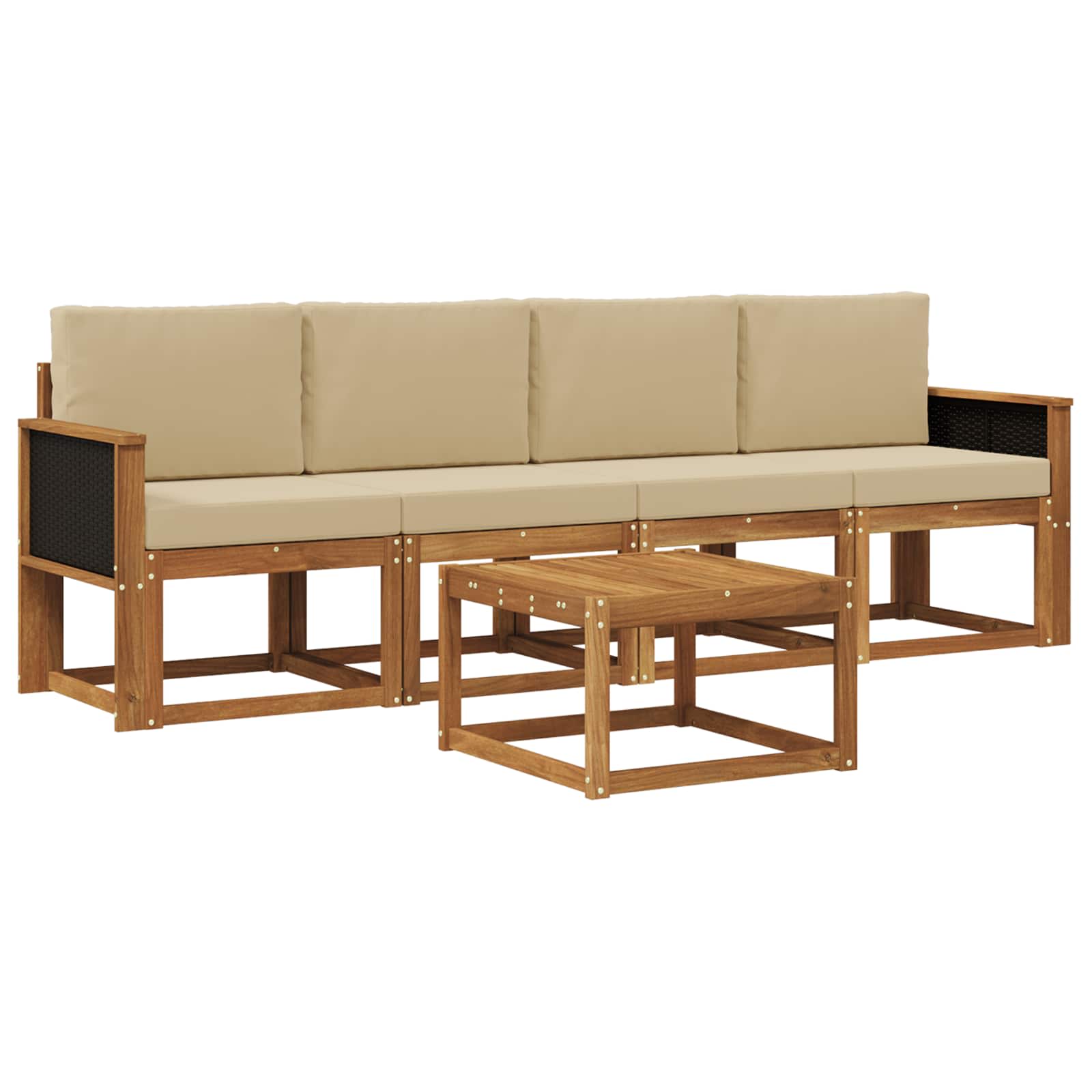 Ensemble de canapés d'extérieur avec coussin 4 pcs Naturel - XIOS