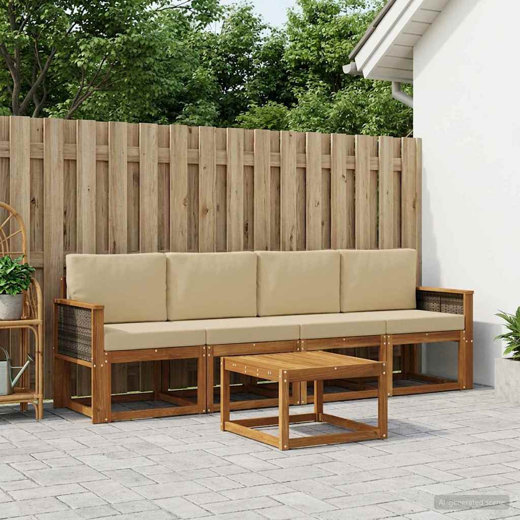 Ensemble de canapés d'extérieur avec coussin 4 pcs Naturel - XIOS