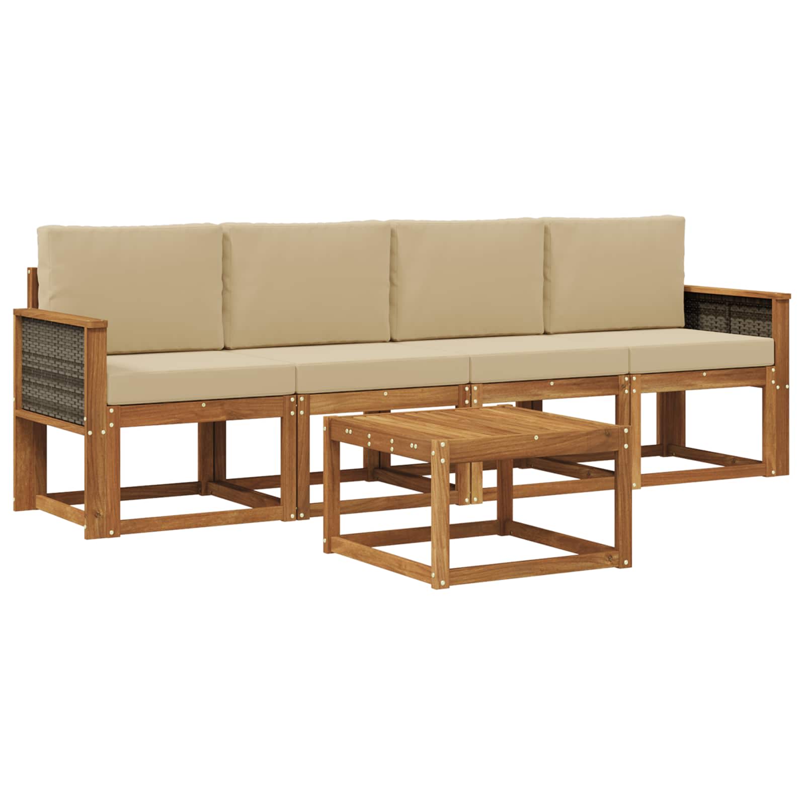 Ensemble de canapés d'extérieur avec coussin 4 pcs Naturel - XIOS