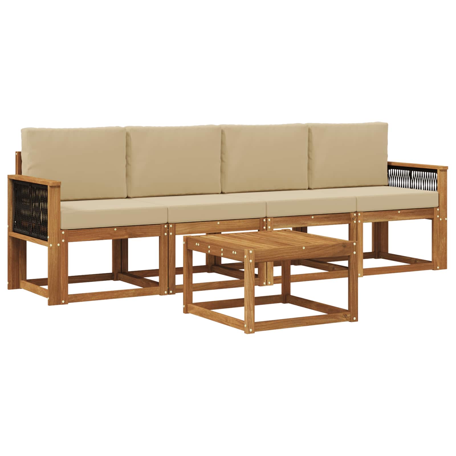 Ensemble de canapés d'extérieur avec coussin 4 pcs Naturel - XIOS