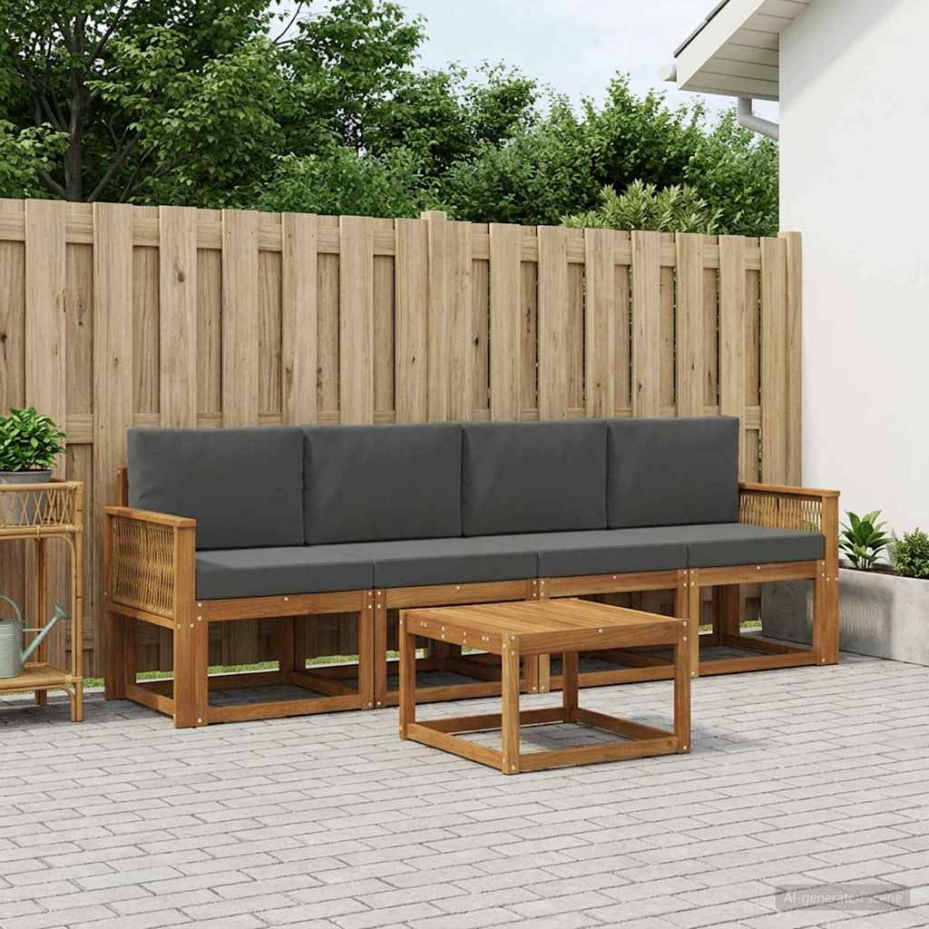 Ensemble de canapés d'extérieur 5 pcs Naturel et Anthracite - XIOS
