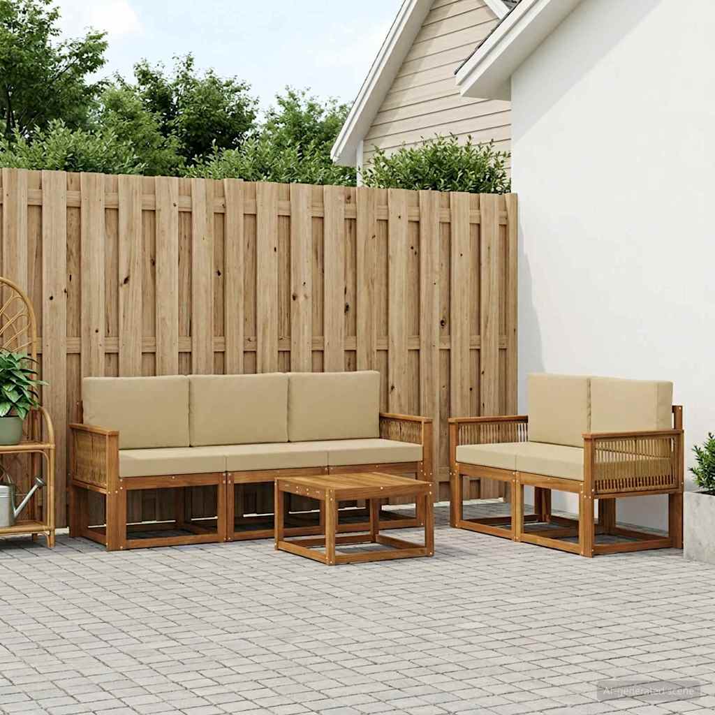 Ensemble de canapés d'extérieur 6 pcs Naturel et Beige - XIOS