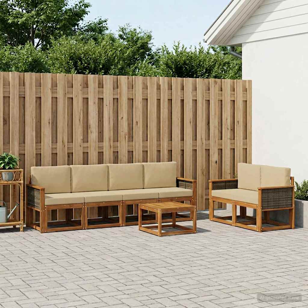 Ensemble de canapés d'extérieur avec coussin 6 pcs Naturel - XIOS