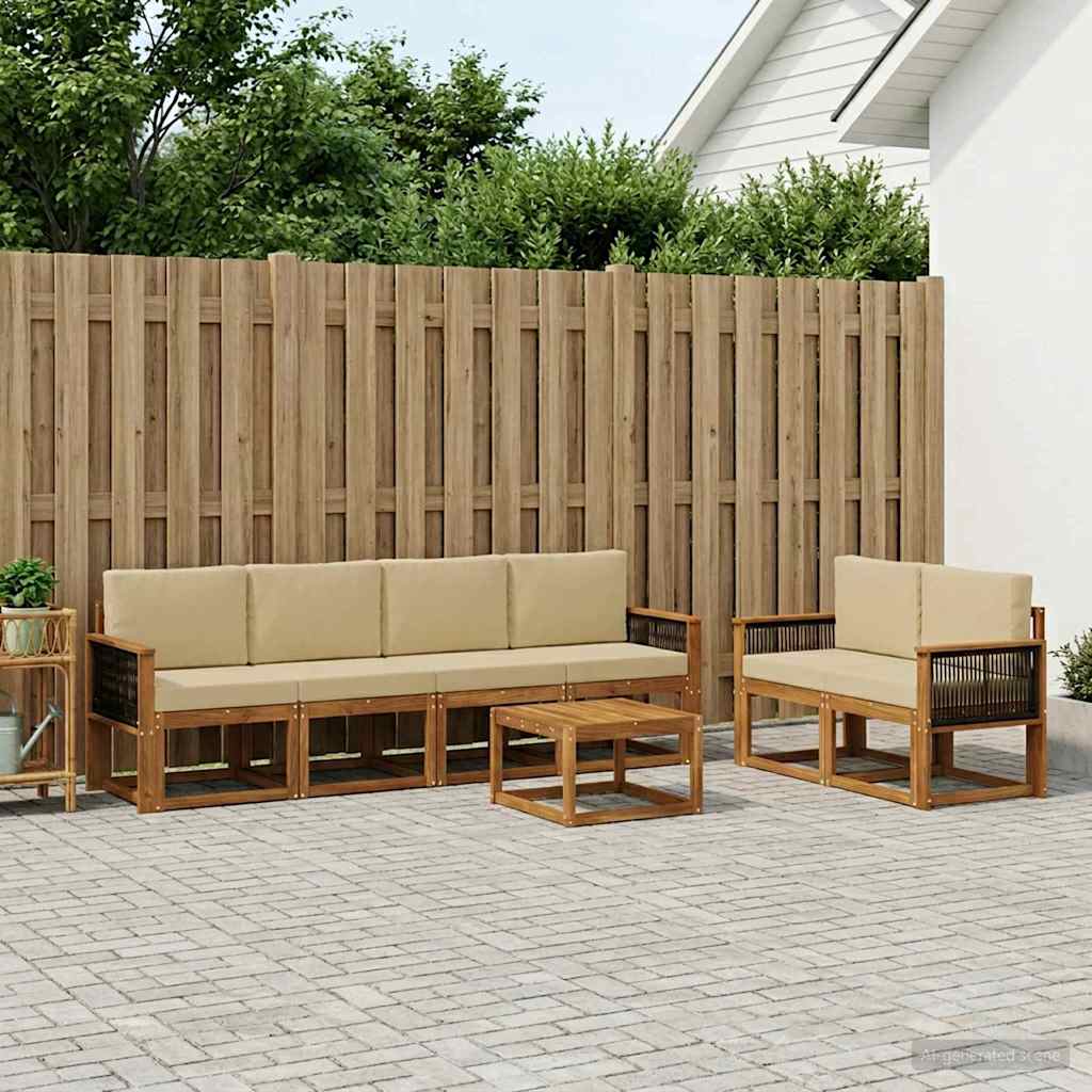 Ensemble de canapés d'extérieur avec coussin 6 pcs Naturel - XIOS