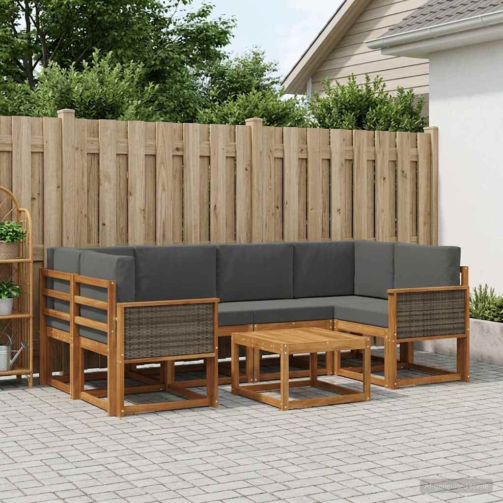 Ensemble de canapés d'extérieur 5 pcs Naturel et Anthracite - XIOS