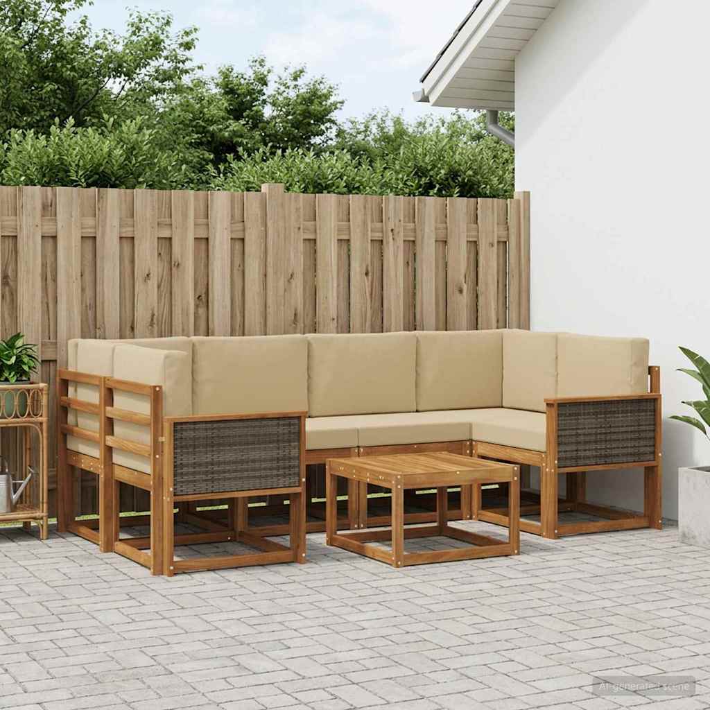 Ensemble de canapés d'extérieur avec coussin 5 pcs Naturel - XIOS