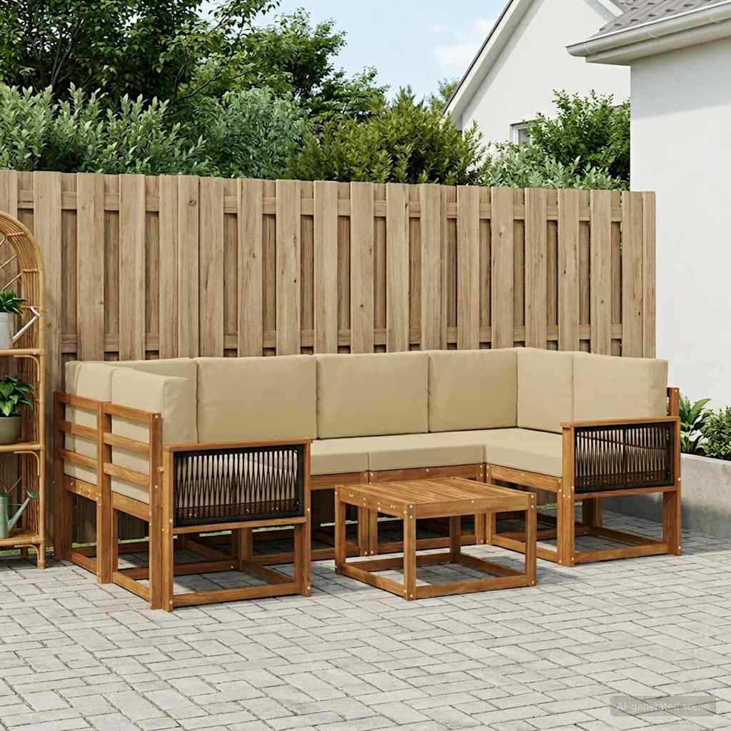 Ensemble de canapés d'extérieur avec coussin 5 pcs Naturel - XIOS