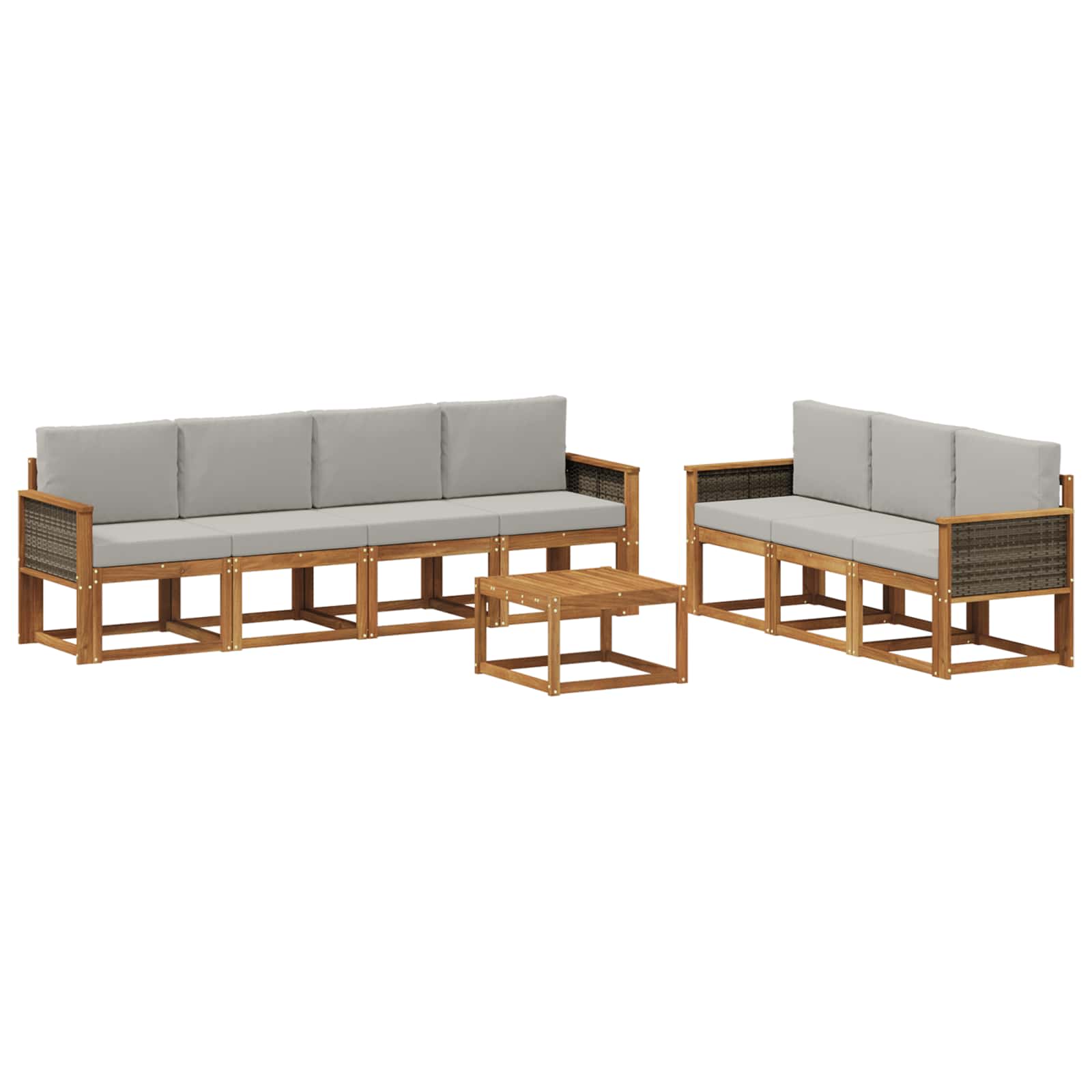 Ensemble de canapés d'extérieur 7 pcs Naturel et gris clair - XIOS