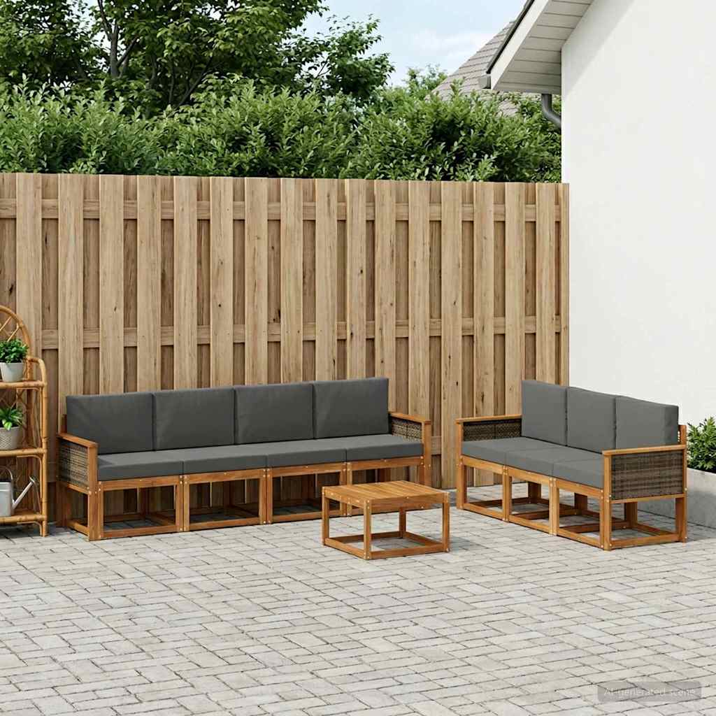 Ensemble de canapés d'extérieur 7 pcs Naturel et Anthracite - XIOS