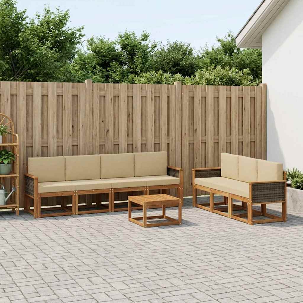 Ensemble de canapés d'extérieur avec coussin 7 pcs Naturel - XIOS
