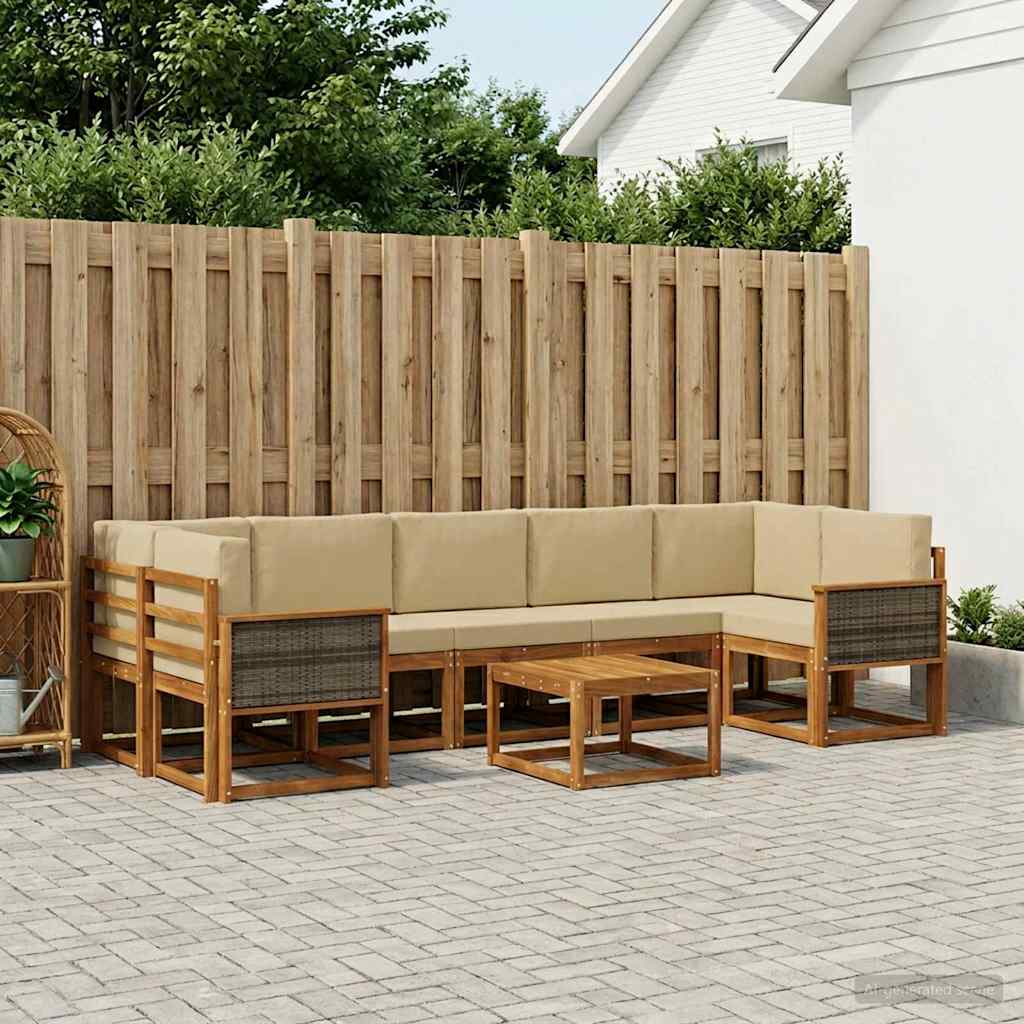 Ensemble de canapés d'extérieur avec coussin 6 pcs Naturel - XIOS