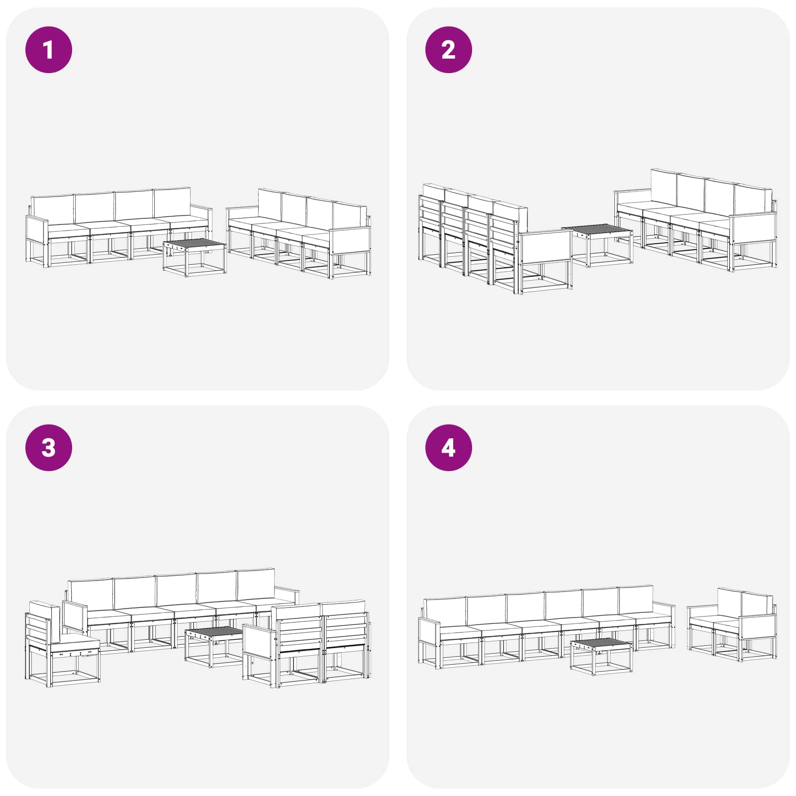 Ensemble de canapés d'extérieur 7 pcs Naturel et gris clair - XIOS