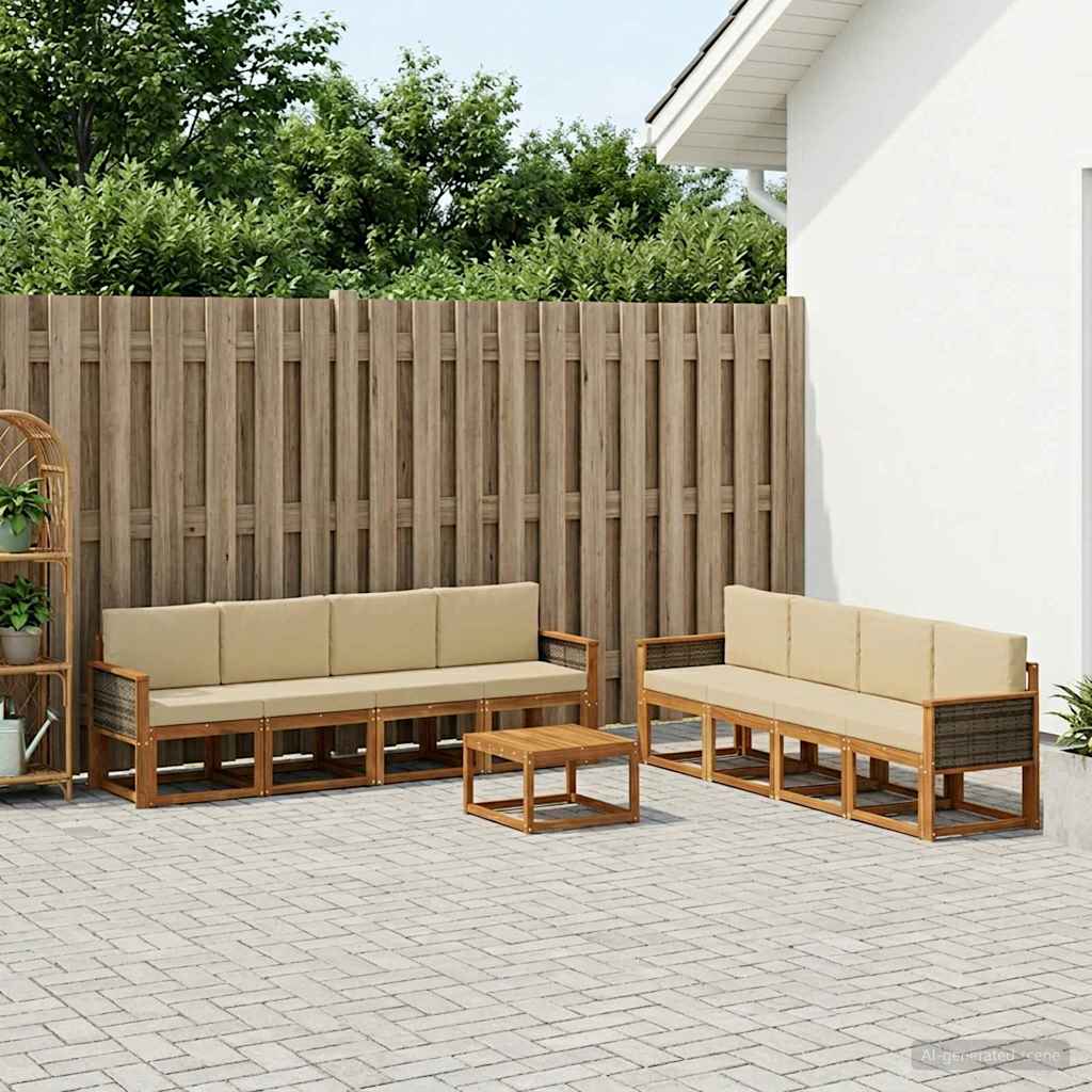 Ensemble de canapés d'extérieur avec coussin 7 pcs Naturel - XIOS