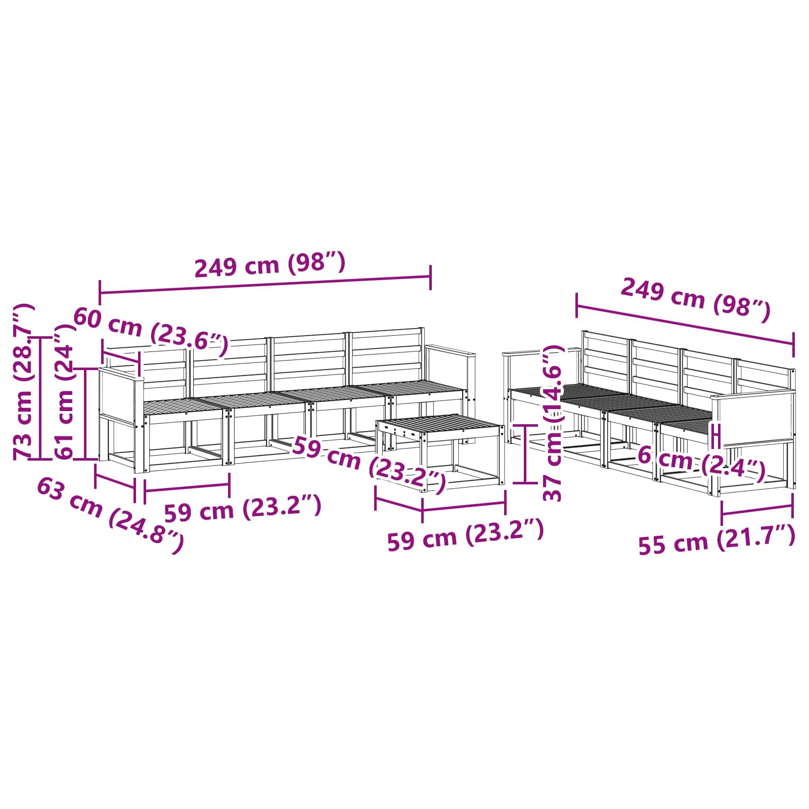 Ensemble de canapés d'extérieur 9 pcs Naturel - XIOS