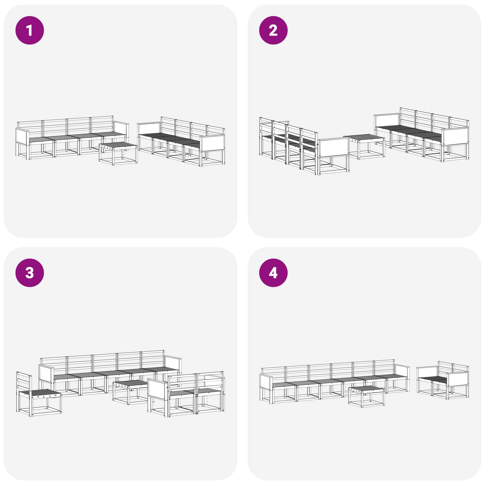 Ensemble de canapés d'extérieur 9 pcs Naturel - XIOS