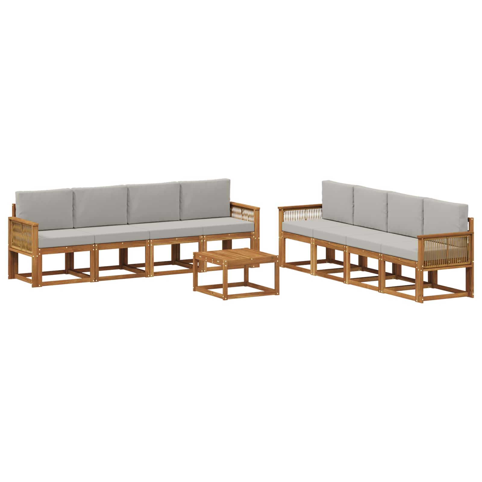 Ensemble de canapés d'extérieur 9 pcs Naturel et gris clair - XIOS