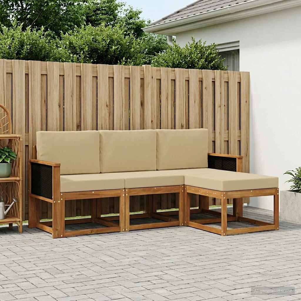Ensemble de canapés d'extérieur avec coussin 4 pcs Naturel - XIOS