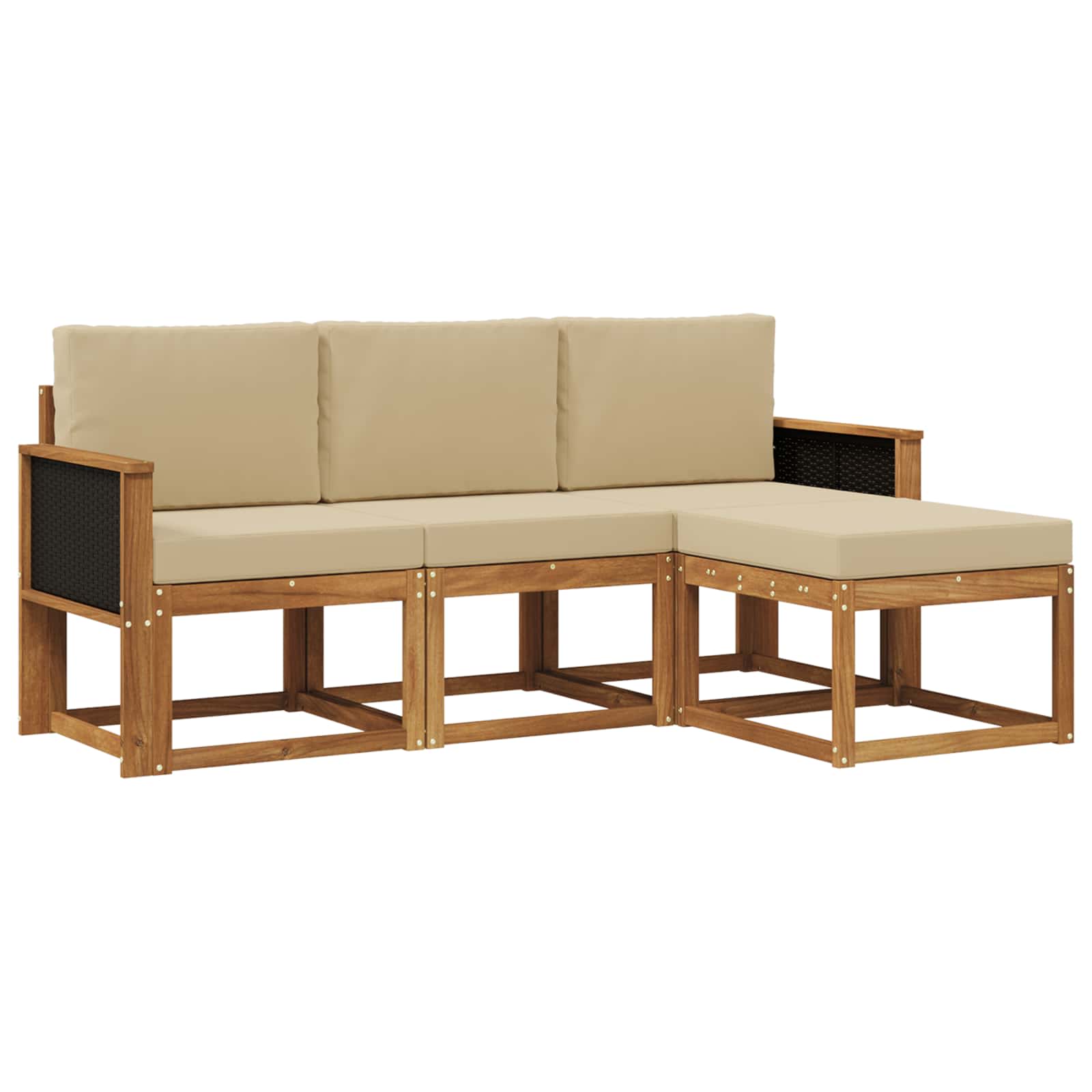 Ensemble de canapés d'extérieur avec coussin 4 pcs Naturel - XIOS