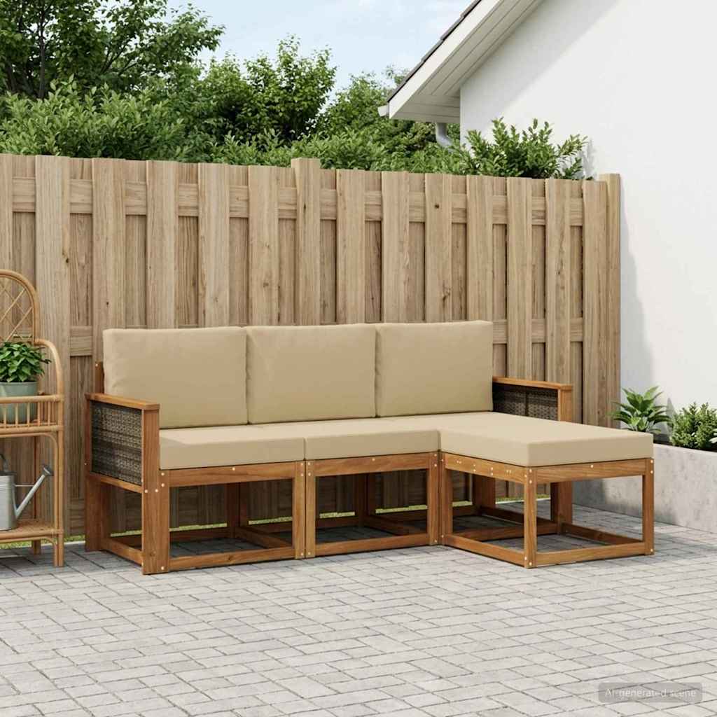 Ensemble de canapés d'extérieur avec coussin 4 pcs Naturel - XIOS
