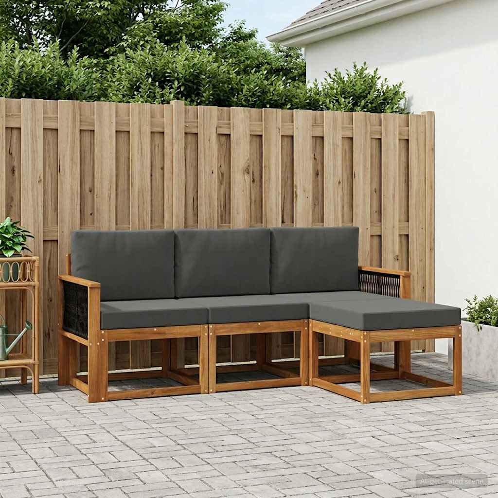 Ensemble de canapés d'extérieur 4 pcs Naturel et Anthracite - XIOS