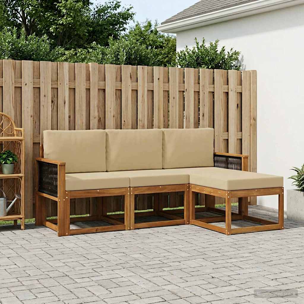 Ensemble de canapés d'extérieur avec coussin 4 pcs Naturel - XIOS