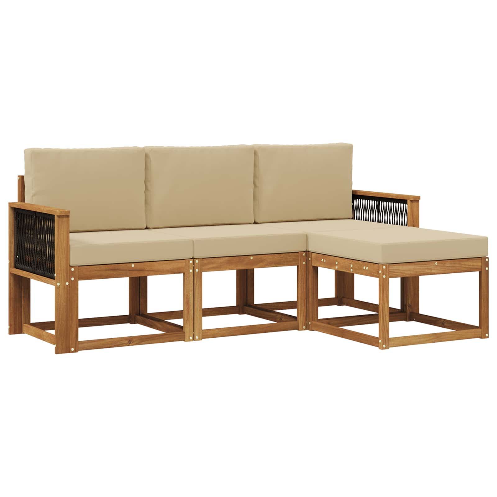 Ensemble de canapés d'extérieur avec coussin 4 pcs Naturel - XIOS