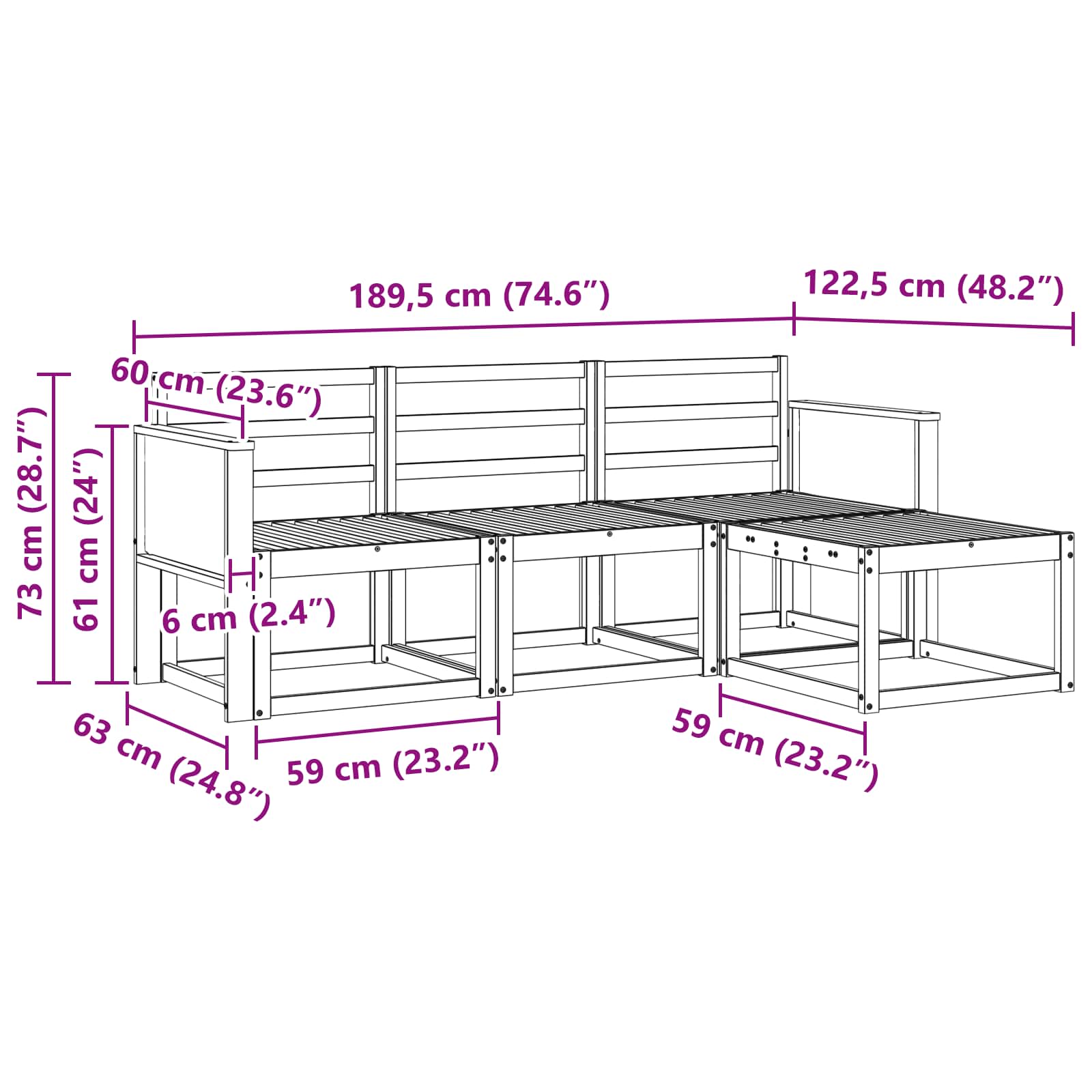 Ensemble de canapés d'extérieur 4 pcs Naturel - XIOS