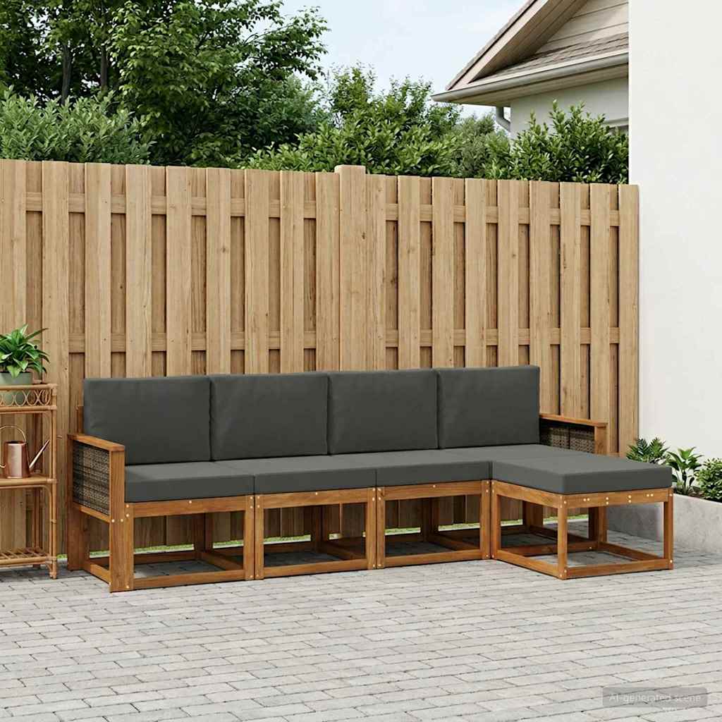 Ensemble de canapés d'extérieur 5 pcs Naturel et Anthracite - XIOS