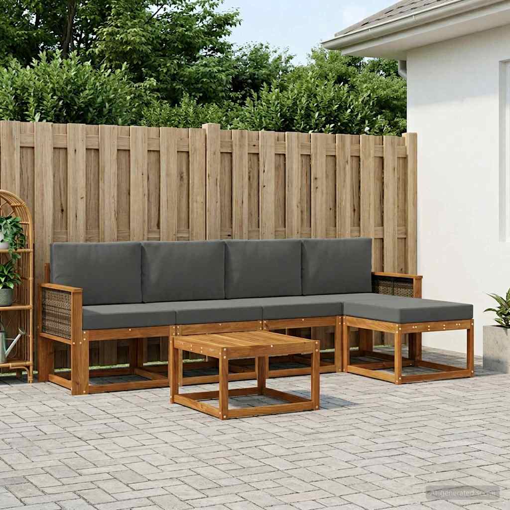 Ensemble de canapés d'extérieur 6 pcs Naturel et Anthracite - XIOS