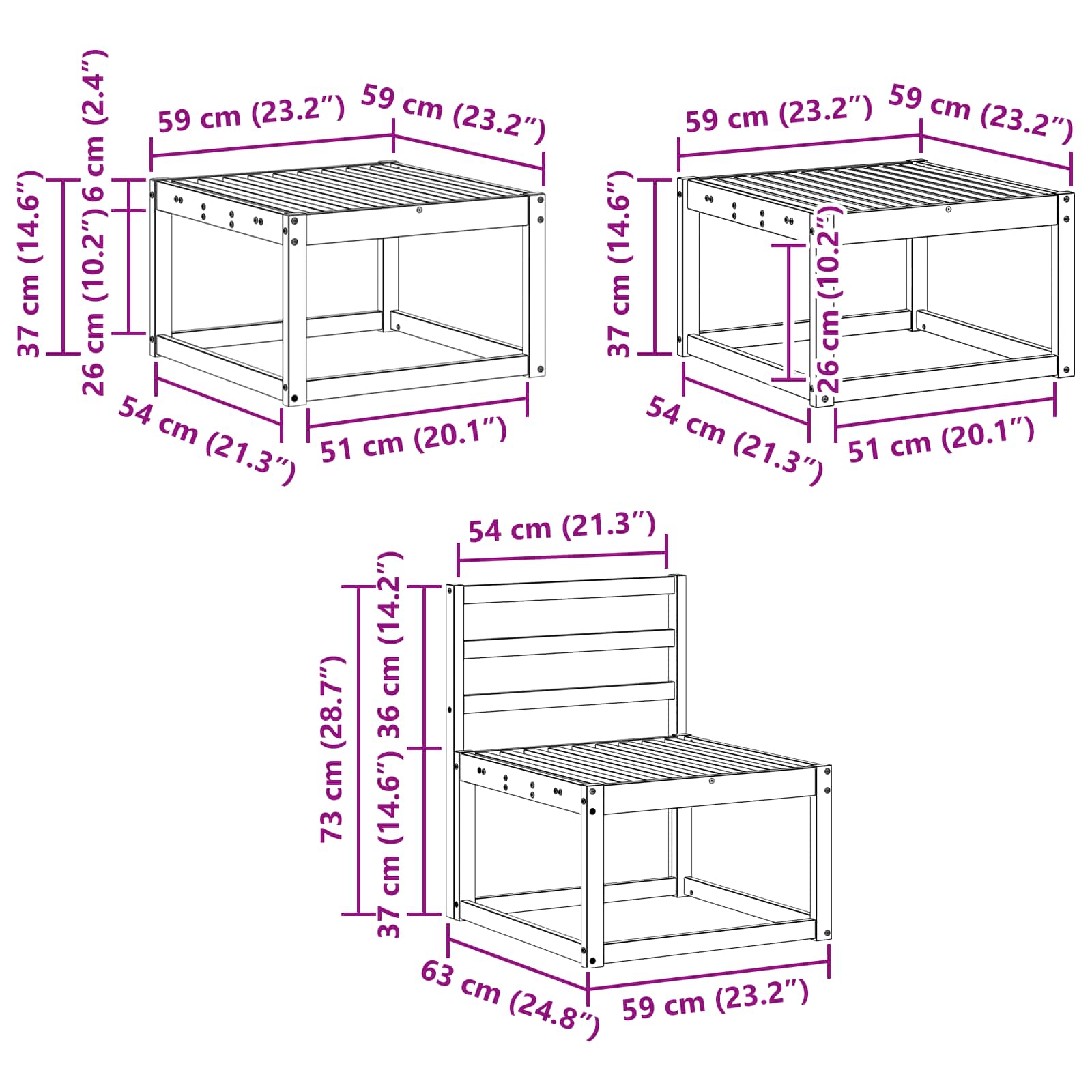 Ensemble de canapés d'extérieur 6 pcs Naturel - XIOS