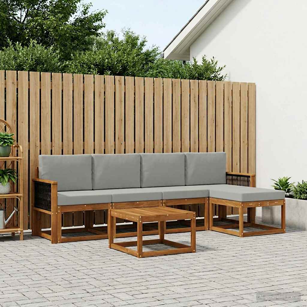 Ensemble de canapés d'extérieur 6 pcs Naturel et gris clair - XIOS