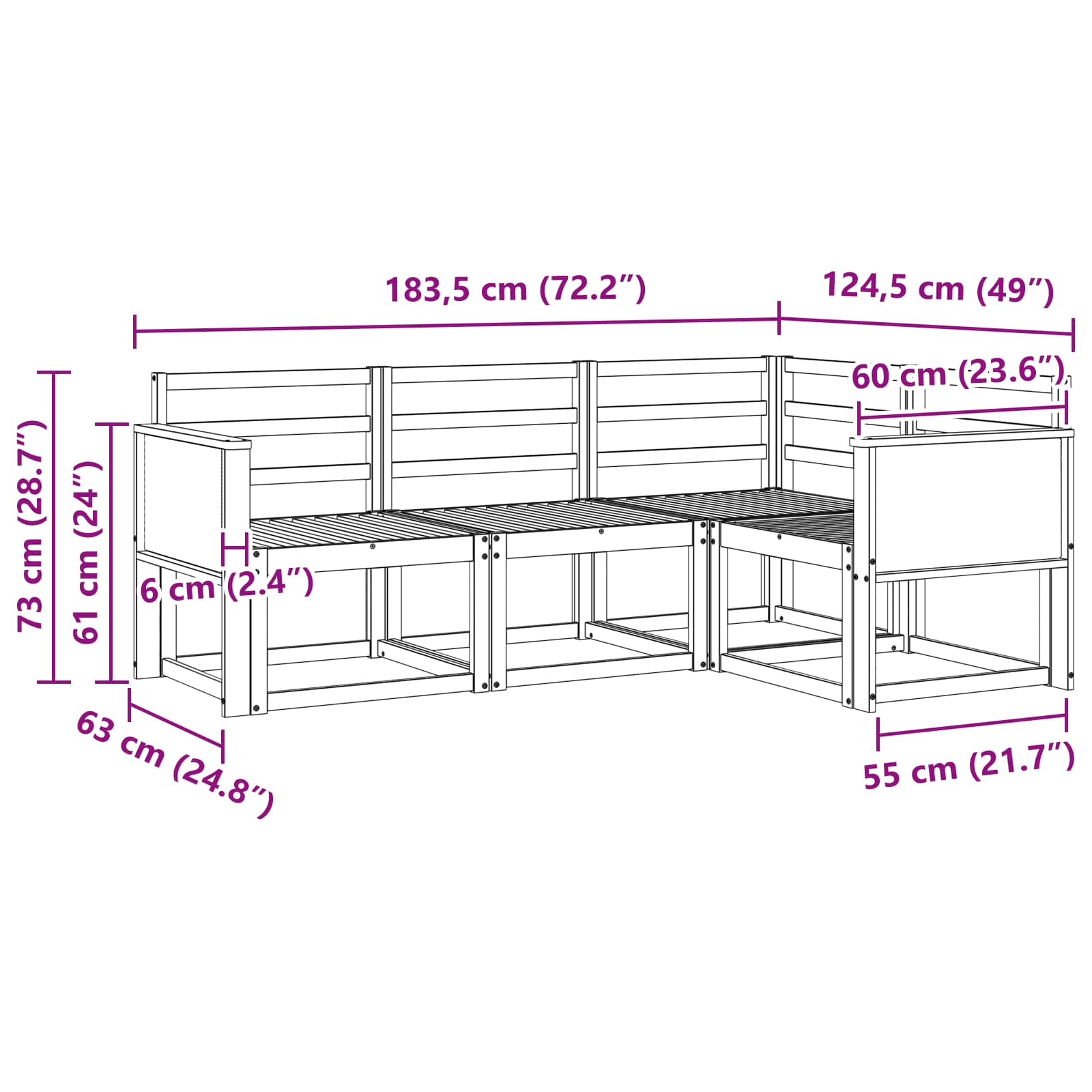 Ensemble de canapés d'extérieur 4 pcs Naturel - XIOS