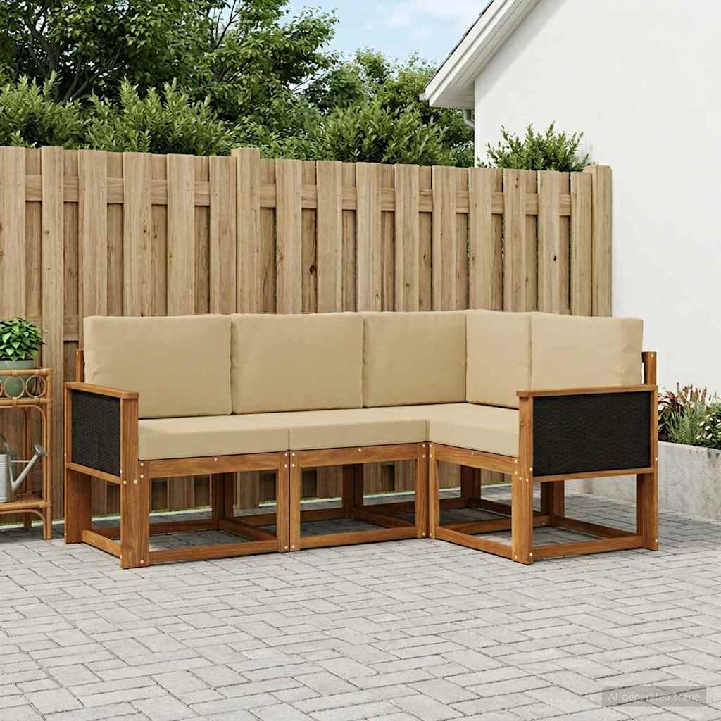 Ensemble de canapés d'extérieur 4 pcs Naturel et Beige - XIOS