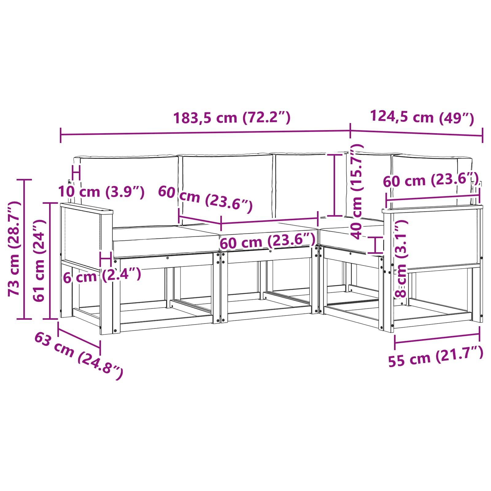 Ensemble de canapés d'extérieur 4 pcs Naturel et gris clair - XIOS