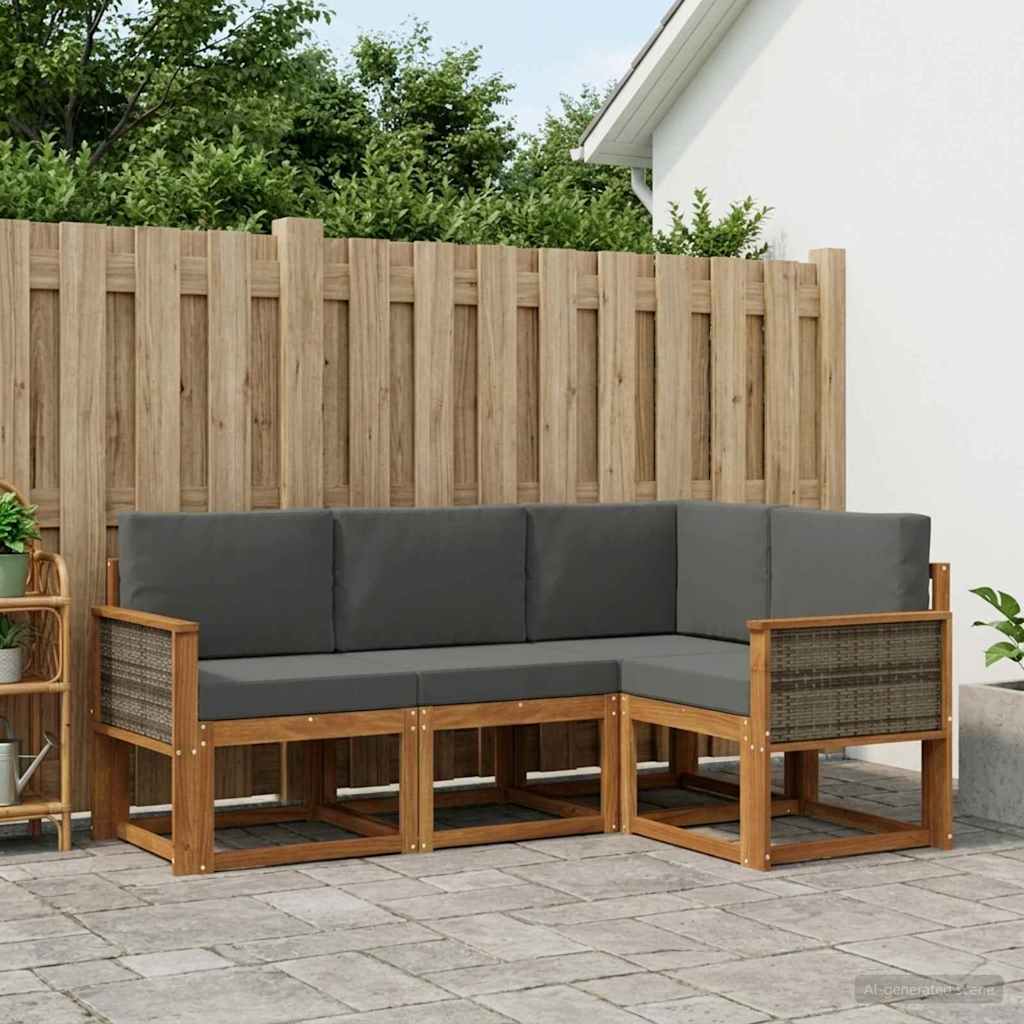 Ensemble de canapés d'extérieur 4 pcs Naturel et Anthracite - XIOS