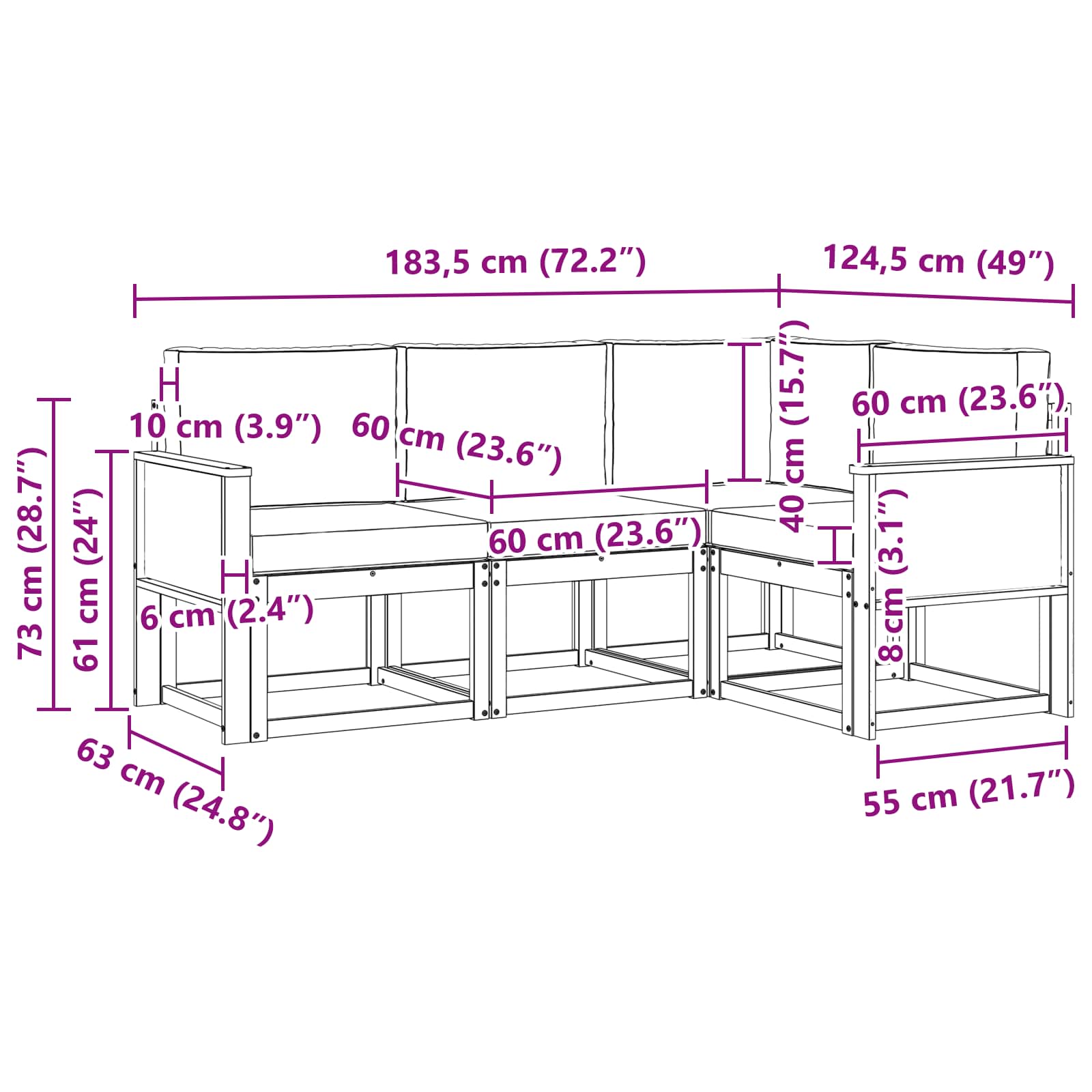 Ensemble de canapés d'extérieur 4 pcs Naturel et Crème - XIOS